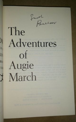 Adventures Of Augie March Saul Bellow Signed 1st Modern Library Ed 1965 Hc/dj