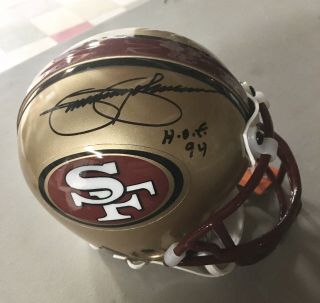 Jimmie Johnson 49ers Signed Mini Helmet With Hof 94 Inscription