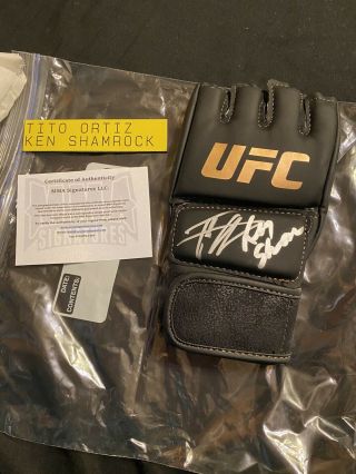 Autographed Ufc Glove - Signed By Ken Shamrock & Tito Ortiz