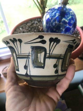 Vintage Signed Harsa Hand - Painted Israel Art Pottery Flower Pot Planter