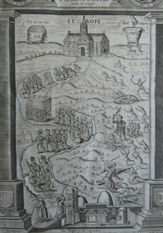 Early HISTORIE HOLY WARRE 1651 FULLER Map MILITARY SIEGE BATTLES HISTORY WAR 2