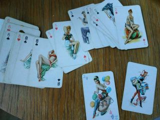 Vintage Pin - Up Girls Playing Cards