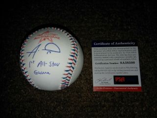 Psa Dna Alex Wood Signed " First All Star Game " 2017 All - Star Dodgers Baseball
