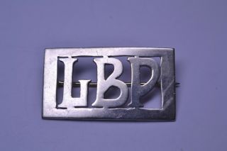 Vintage Handwrought Small Sterling Silver Pin With Cut - Out Lbp Initial Monogram