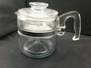 Vtg Pyrex Flameware 7756 Clear Glass 6 Cup Percolator Coffee Pot