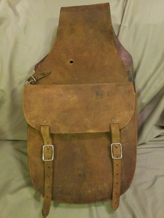 Vintage Brown Leather Horse Saddlebags Pouch Western Saddle Bags Dsl