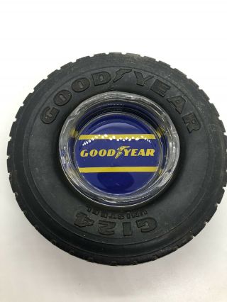 Vintage Goodyear Tire Ashtray With Colorful Graphic -