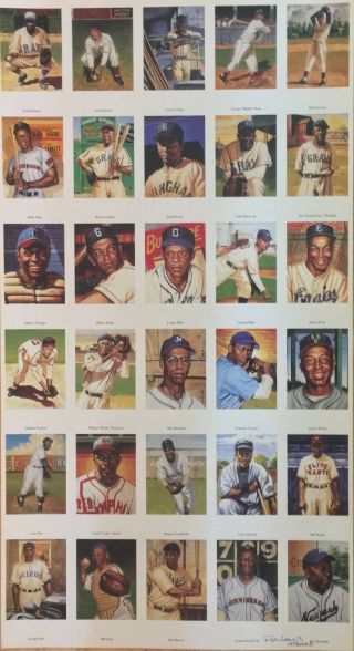 1991 Negro Leagues Series 1 Postcard Uncut Sheet (30) Set Signed By Ron Lewis