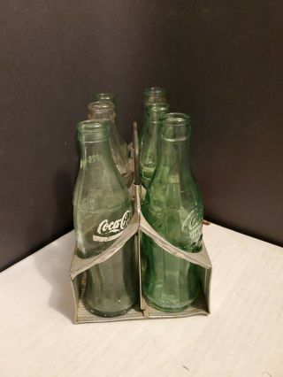 Vintage 1950s Coca Cola Coke Metal Aluminum 6 Pack Carrier,  6 Different Bottles 2