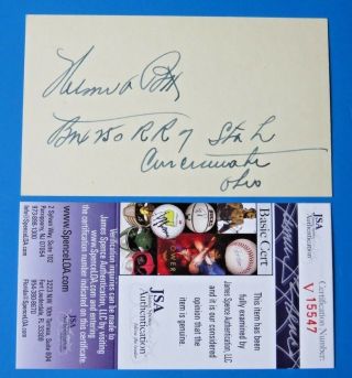 Nellie Pott Signed 3x5 Index Card 1922 Cleveland Indians D.  1963 Jsa V15547