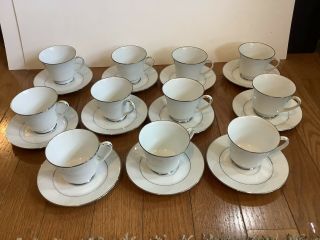 Vintage Noritake China Ranier Pattern Set Of 11 Tea Cups & Saucers 6909