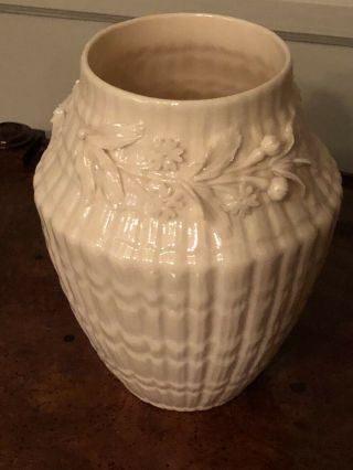 Vintage Belleek Fermanagh Ireland Green Mark White Rose Vase Porcelain