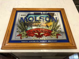 Vintage Molson Imported Canadian Beer Mirror Sign 16 " X20 " Bar Man Cave