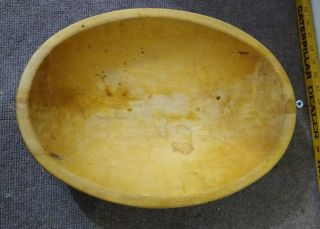 Vintage Dough Kneader Bowl Maple Wood Hand Carved Signed 16 X 12 X 2.  5 " Rustic