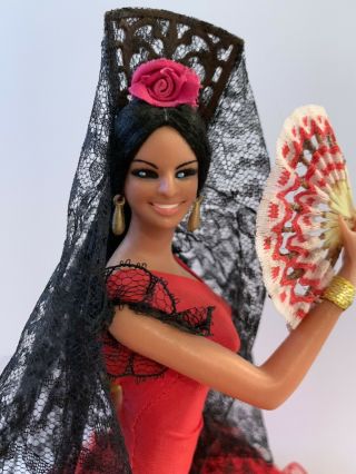 Vintage Marin Chiclana Spanish Flamenco Dancer Doll 11  Espana Spain Red Black