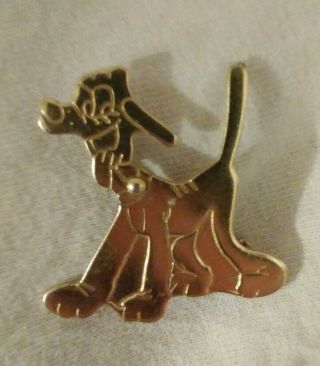 Vintage antique 1940 ' s Disney Pluto gold plated pin back brooch 2