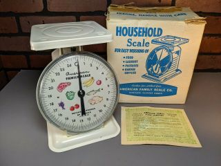 Vintage White Metal Household Kitchen American Family Scale Co.  W/original Box