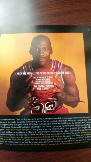 Michael Jordan Signed Book Page 6.  5x7.  5 Inches Autograph Pristine Auto Signature