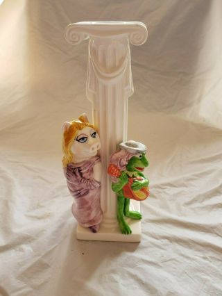 Vtg 7.  75 " Muppets Kermit Miss Piggy Ceramic Candlestick Sigma Tastesetter Japan