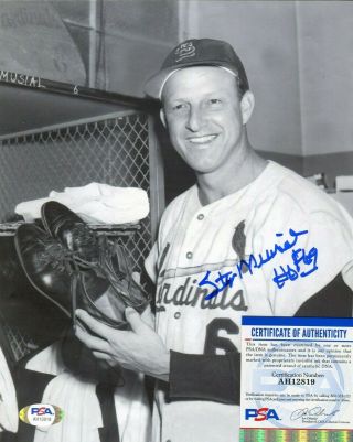Stan Musial Hof Signed St Louis Cardinals B&w Photo From Last Game Psa