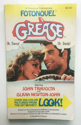 Grease (the Fotonovel).  John Travolta & Olivia Newton - John.  1978 Vtg Pb 1st Ed.
