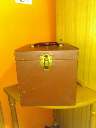 Vintage 45 Rpm Record Case Plus Records:holds 75 Records.  Some Marks On Sides&top