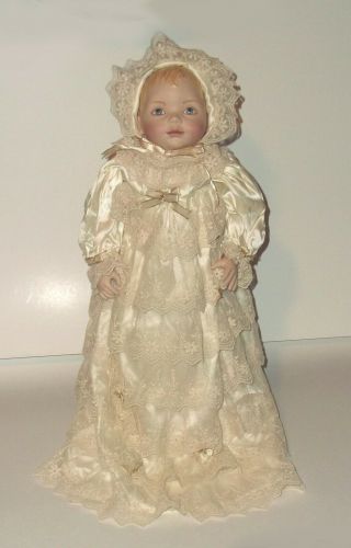 Vintage Franklin Heirloom House Of Faberge Christening Baby Doll 1989