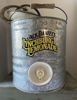 Vintage Jack Daniels Lynchburg Lemonade Galvanized Cooler Dispenser 2 Gal