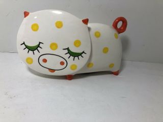 Vintage Flat Face Pig Piggy Bank - Japan Adorable Rare