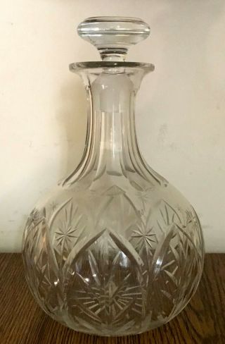 Vintage Crystal Glass Whiskey Bar Decanter W/ Stopper