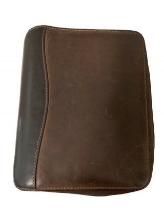 Vintage Franklin Covey Zip Around Brown Leather Binder Planner 6 Rings 1.  25”