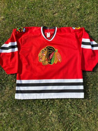 Vintage Ccm Chicago Blackhawks Blank Red Hockey Jersey Men’s Size Xl Maska