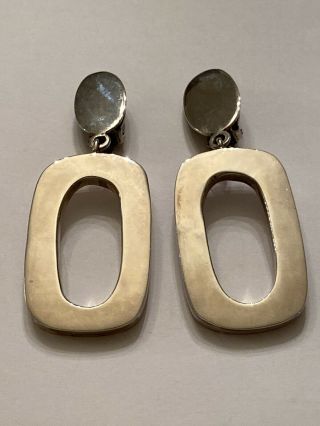 Vintage Sterling Mexico Dangle Clip Earrings (2 3/4 X 1 1/8 X 1/8 ")