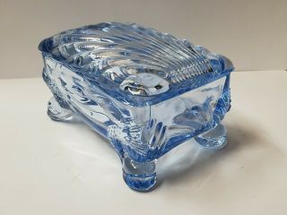 Vintage Glass Dresser Jar Trinket Box Seashell Design