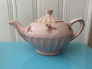 Vintage Sadler Teapot - Mini Gold Trimmed Pink Floral Rose Teapot - England