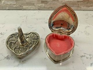 Vintage Godinger Shaped Ring Holder,  Silver Plate,  Heart Shaped Trinket Box