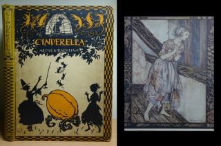 1919 Cinderella Arthur Rackham Fairy Tale Illustrated First Edition Antique Book