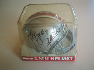 Ted Ginn Jr & Anthony Gonzalez Signed Ohio State Buckeyes Riddell Mini Helmet