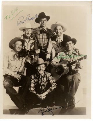 Vintage B&w Promo Photo Sons Of The Pioneers Autographed By 3 Members
