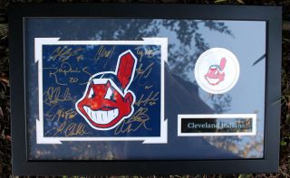 2016 American League Baseball Cleveland Indians Signed By 11 Framed Photo
