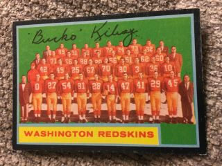 Signed 1962 Topps 175 Washington Redskins Team Card Coach Bucko Kilroy