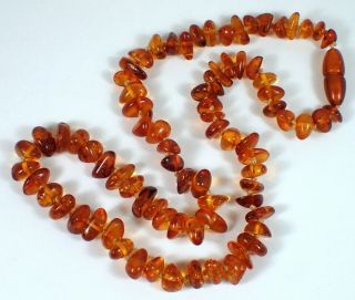 Estate Antique Vtg Natural Baltic Amber Chunky Beaded Hand Knotted 21 " Necklace