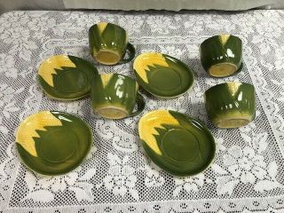 Set of 4 - Vintage Shawnee - Corn King - Pottery - Cups & Saucers 3