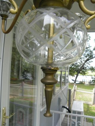 Vintage Cut Glass Hurricane Crystal Chandelier,  Hanging Ceiling Lamp, 2
