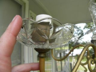 Vintage Cut Glass Hurricane Crystal Chandelier,  Hanging Ceiling Lamp, 3