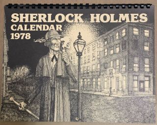 Sherlock Holmes Vintage Calendar Art 1978 Hung,  No Writing 14x11 Pen & Ink Noir