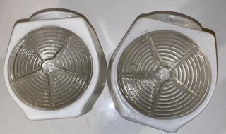 Set Of Two Vintage Mid Century White Glass Porch Light Fixture Covers