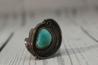 Vintage Native American Sterling Silver And Turquoise Ring Size 5.  5