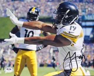 Juju Smith Schuster Signed Auto Pittsburgh Steelers Yellow 8x10 Photo Psa/dna