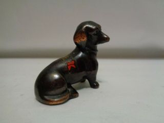 Old Vintage Bronzed Metal Dachshund Dog Travel Souvenir Lookout Mountain Ga